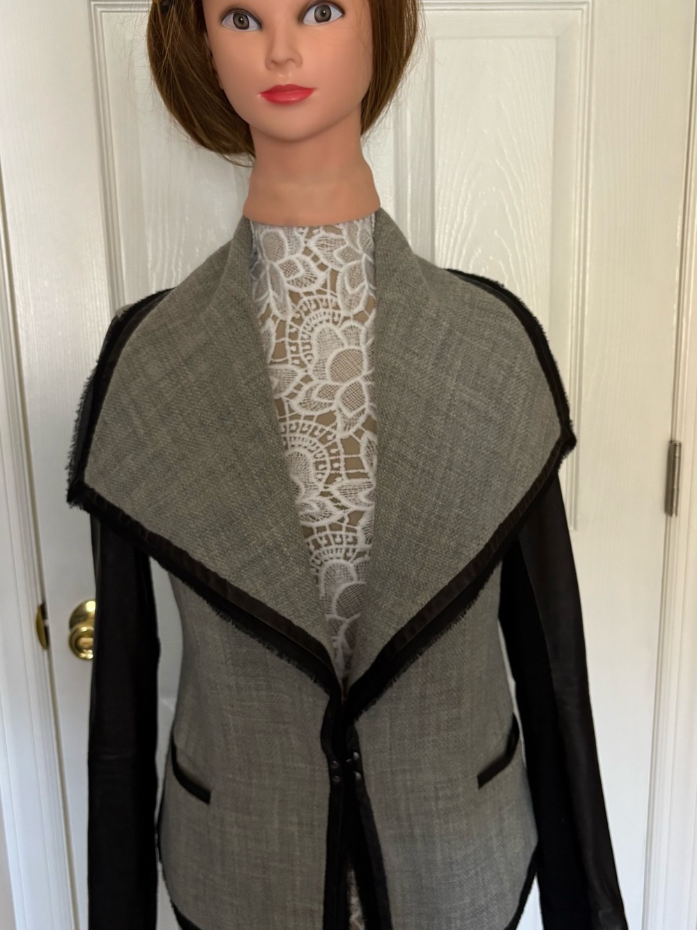 Vince Grey Jacket with Black Sleeves and Trim